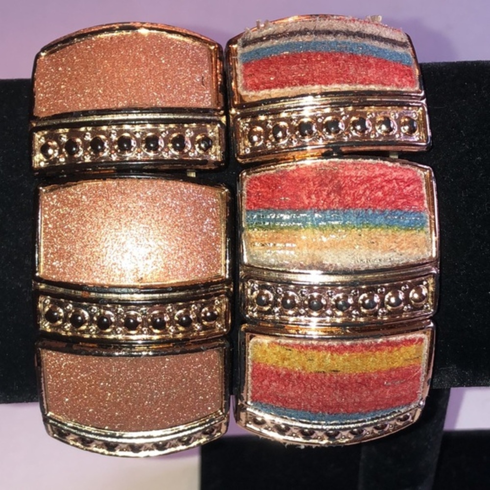 Elegant Gold Tone and Multicolor Stretchy Boho Chunky Bracelets